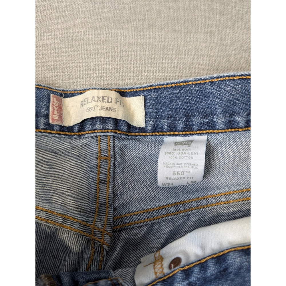 Levis 550 Relaxed Fit Jeans Mens 34x32 Medium Wash Blue Tapered Leg Paint Stains - Picture 3 of 15